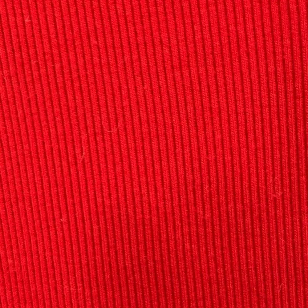 St. John’s Bay Red Ribbed V-Neck Short Sleeve Top Cotton Stretch — Size M